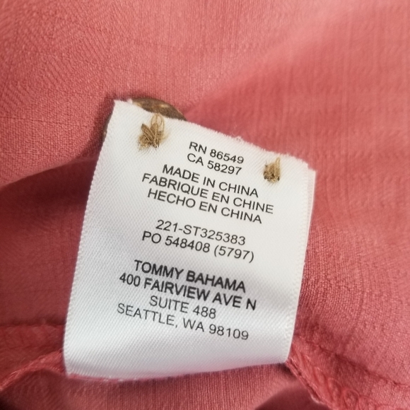 Tommy Bahama IslandZone Cool Max/Silk Blend Button Front Shirt Size S Salmon - Picture 7 of 13
